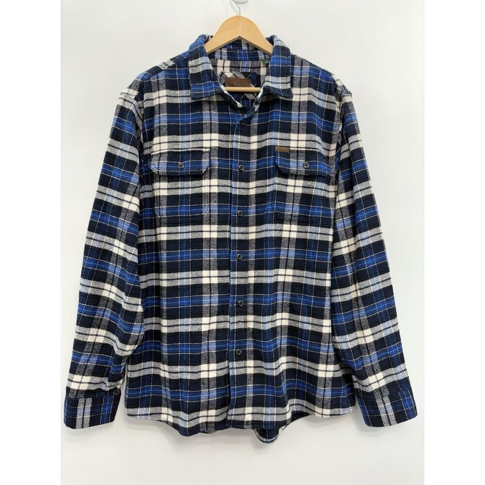 Orvis Big Bear Shacket Shirt Jacket Heavyweight Flannel Plaid Blue Mens L
